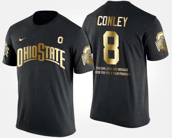 Ohio State Buckeyes Gareon Conley Men's #8 Limited Gold With Message Short Sleeve Black College Football T-Shirt 2404FNMG6